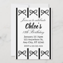 Cute editable bow birthday invite