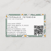 Cute Editable Daisy Floral Custom Logo QR Code 名刺 (裏面)