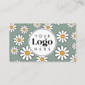 Cute Editable Daisy Floral Custom Logo QR Code 名刺 (正面)