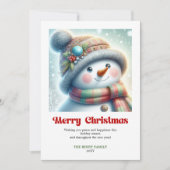 Cute editable funny snowman minimalist holiday  シーズンカード (正面)