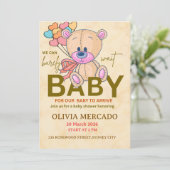 Cute Editable Neutral Baby Shower Invitation 招待状 (スタンド正面)