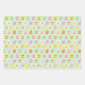Cute Egg Pattern Green Yellow Pink Kids Birthday ラッピングペーパーシート (正面3)