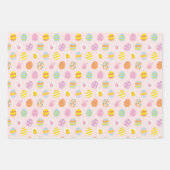 Cute Egg Pattern Green Yellow Pink Kids Birthday ラッピングペーパーシート (正面2)