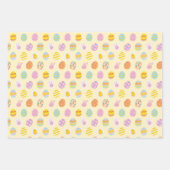 Cute Egg Pattern Green Yellow Pink Kids Birthday ラッピングペーパーシート (正面)