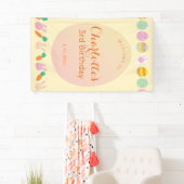 Cute Eggs Soft Yellow Kids Birthday Welcome Banner 横断幕 (インサイチュ)