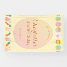 Cute Eggs Soft Yellow Kids Birthday Welcome Banner 横断幕