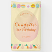 Cute Eggs Soft Yellow Kids Birthday Welcome Banner 横断幕 (縦)