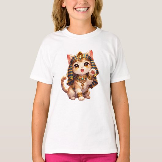Cute Egyptian Cat Kids T-Shirt – Ancient Egypt Cat Tシャツ (正面)