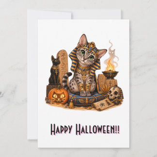Cute Egyptian Mau Pharaoh Cat Halloween 招待状