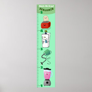 Cute electronics cartoon growth chart ポスター