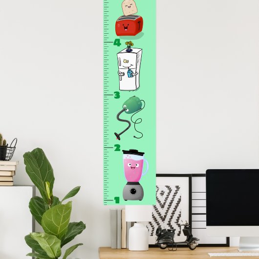 Cute electronics cartoon growth chart ポスター (ホームオフィス)