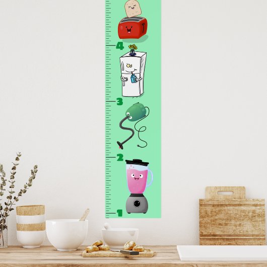 Cute electronics cartoon growth chart ポスター (キッチン)