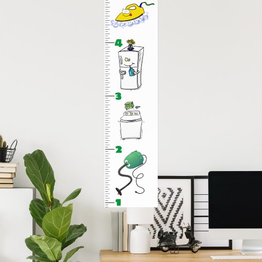 Cute electronics cartoon growth chart ポスター (ホームオフィス)