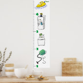 Cute electronics cartoon growth chart ポスター (キッチン)