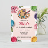 Cute Elegant Art Party Painting Birthday Party 招待状 (スタンド正面)