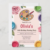 Cute Elegant Art Party Painting Birthday Party 招待状 (正面)