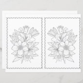 Cute Elegant Floral Easy Coloring Page  (正面/裏面)