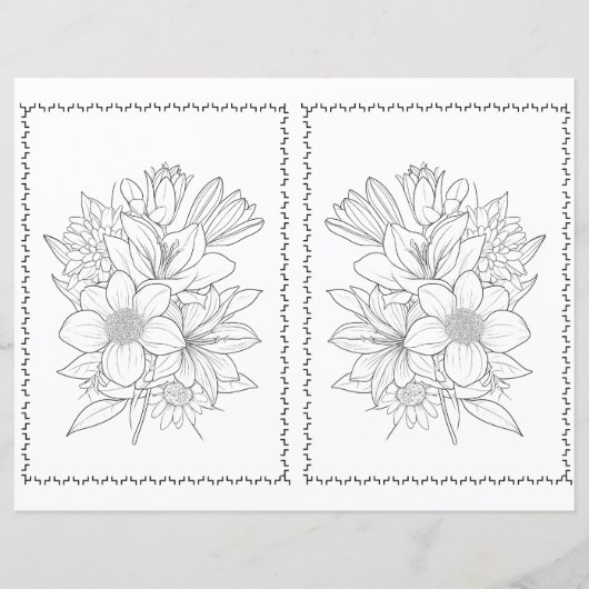 Cute Elegant Floral Easy Coloring Page  (正面)