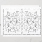 Cute Elegant Floral Easy Coloring Page  (正面/裏面)