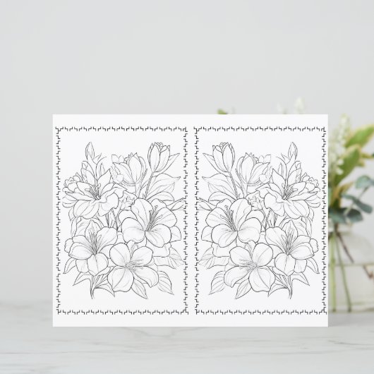 Cute Elegant Floral Easy Coloring Page  (スタンド正面)