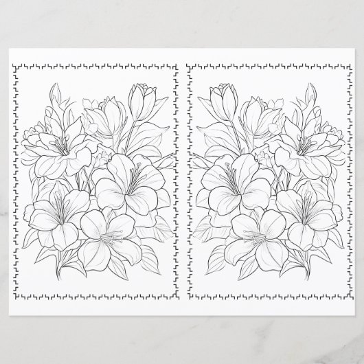 Cute Elegant Floral Easy Coloring Page  (正面)