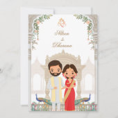 Cute Elegant Indian Wedding Invitation 招待状 (正面)