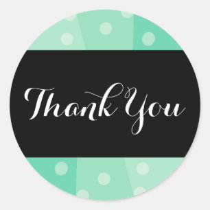 Cute Elegant Mint Green Polka Dots Thank You ラウンドシール