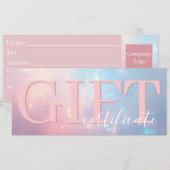 Cute Elegant Opal Pink Pastel Gift Certificate セーブザデート (正面/裏面)