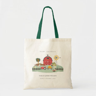 Cute Elegant Red Barnyard Farm Animal Baby Shower トートバッグ