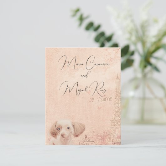 cute elegant vintage dog paris 招待状 (スタンド正面)