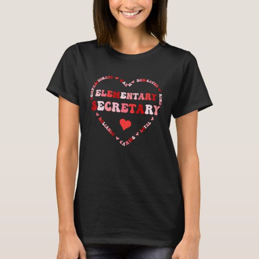 Cute Elementary Secretary Valentines Day Heart Tシャツ (正面)