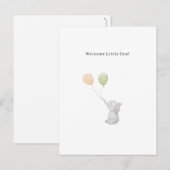 Cute Elephant And Balloons Welcome New Baby Card. ポストカード (正面/裏面)