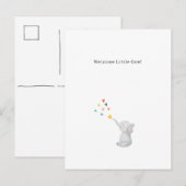 Cute Elephant And Hearts Welcome New Baby Card ポストカード (正面/裏面)