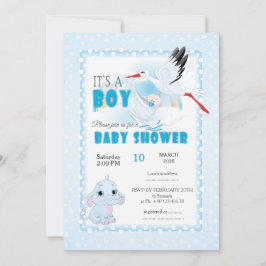 Cute Elephant Baby Shower Invitation. It is a boy 招待状