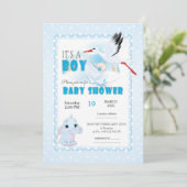 Cute Elephant Baby Shower Invitation. It is a boy 招待状 (スタンド正面)