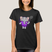 Cute Elephant Badminton Player Ironic Hobby Sports Tシャツ (正面)