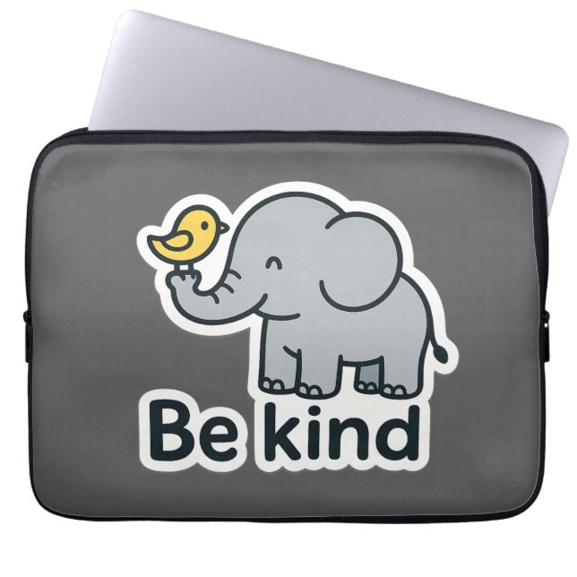 Cute elephant & bird sticker  ラップトップスリーブ (正面)