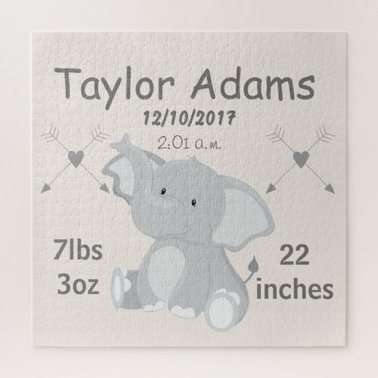 Cute Elephant Birth Stats ジグソーパズル (縦)