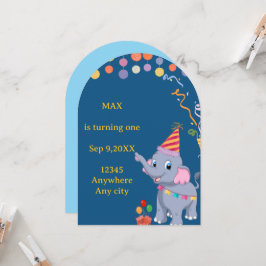 Cute Elephant Birthday Invitation Card 招待状