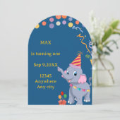 Cute Elephant Birthday Invitation Card 招待状 (スタンド正面)