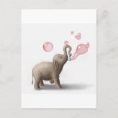 cute elephant blowing pink bubbles ポストカード (正面)