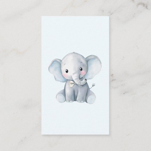 Cute Elephant Blue Books for Baby Card 名刺 (裏面)