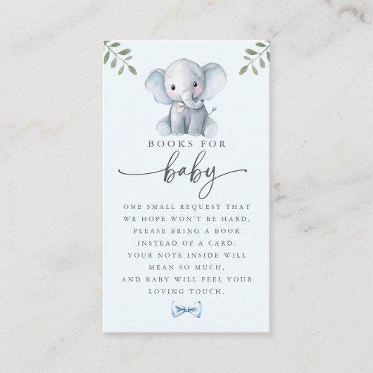 Cute Elephant Blue Books for Baby Card 名刺 (正面)