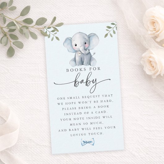 Cute Elephant Blue Books for Baby Card 名刺