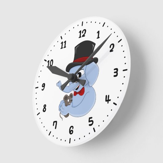Cute elephant boy cartoon round clock ラウンド壁時計 (傾斜)