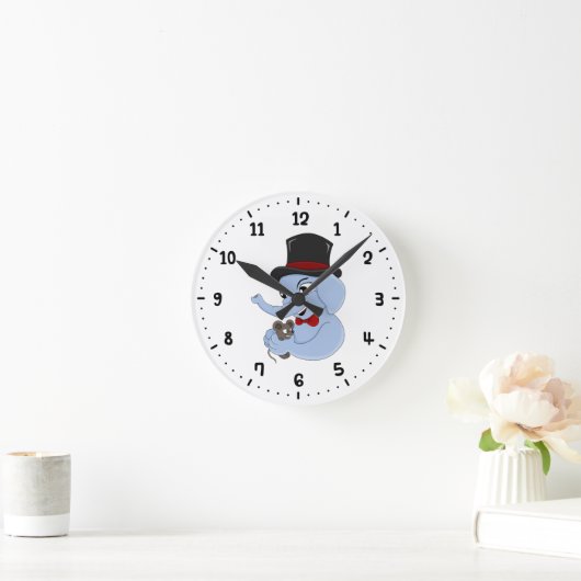 Cute elephant boy cartoon round clock ラウンド壁時計 (ホーム)