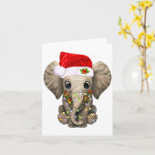 Cute Elephant Christmas Light Funny Elephant Lover カード (黄色い花)