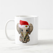 Cute Elephant Christmas Light Funny Elephant Lover コーヒーマグカップ (左)