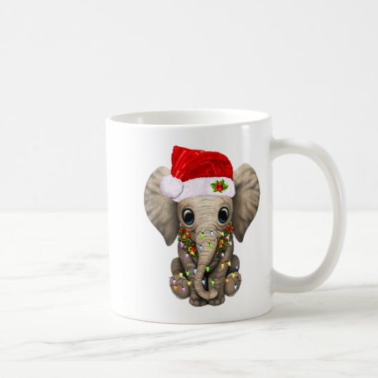 Cute Elephant Christmas Light Funny Elephant Lover コーヒーマグカップ (右)