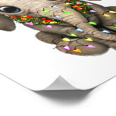 Cute Elephant Christmas Light Funny Elephant Lover ポスター (角)